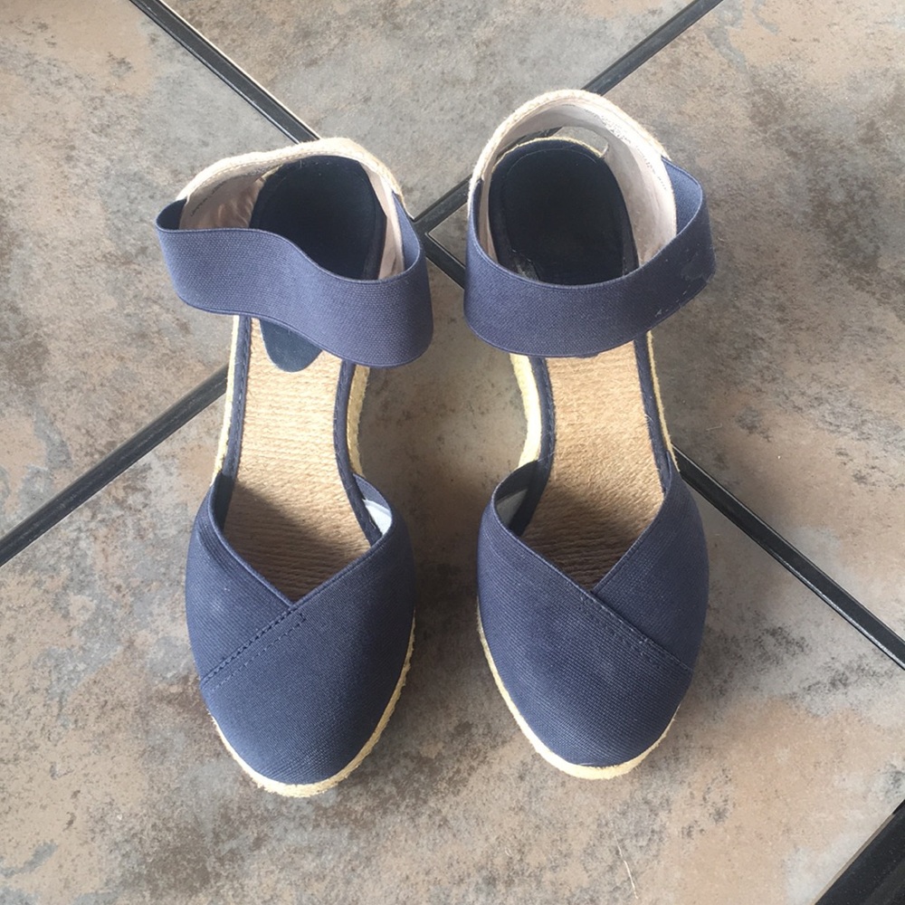 Ralph Lauren navy blue espadrille wedges size 7.5